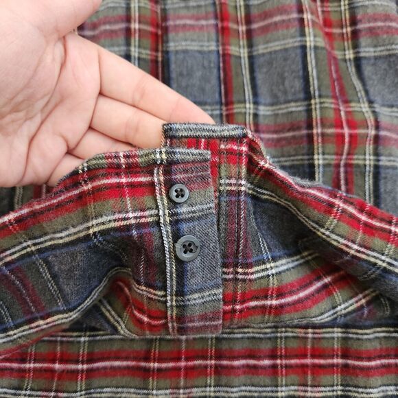 LL Bean Flannel Button Down Shirt XXL Mens Traditional Fit Scotch Plaid Gray Red - Picture 5 of 7